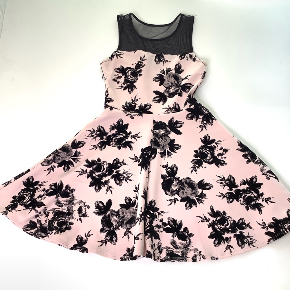 Trixxi Pink Dress Black Floral Print M - Picture 8 of 8